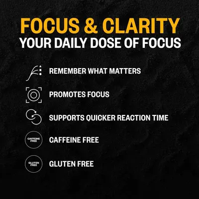 Highlights multiple benefits of the product to appeal to health-conscious consumers looking for a natural focus enhancer.