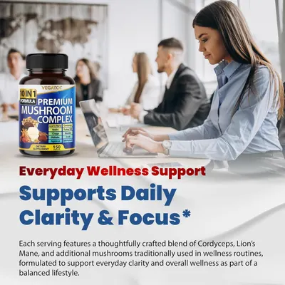 Highlights the product's ability to support overall wellness and mental clarity for daily use in a professional setting.