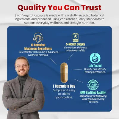 Highlights multiple quality and convenience features of the Vegatot capsules to build trust and demonstrate value to potential customers.