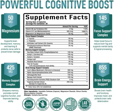 Provides detailed information on the supplement's ingredients and their quantities to demonstrate the product's potency and effectiveness. Highlights multiple benefits of the supplement including…