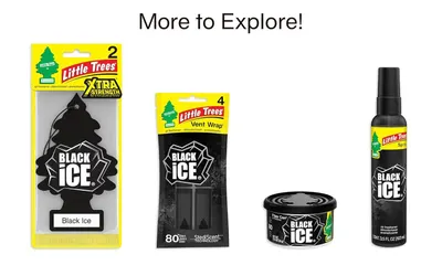 Showcases different product formats of the Black Ice air freshener to inform customers about available options.