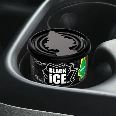 Showcases the product as a convenient car air freshener that fits perfectly in a cup holder.