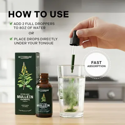 Explains how to properly use and consume the Mullein supplement, providing clear dosage instructions to ensure correct usage.