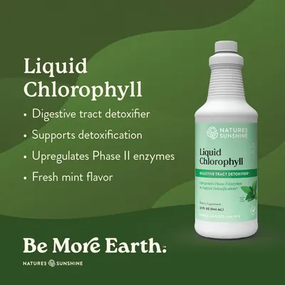 Highlights multiple health benefits of the liquid chlorophyll product to appeal to health-conscious consumers looking for natural detoxification support.