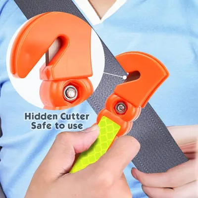 Highlights the safety feature of a hidden cutter, reassuring users that the product is safe to use.