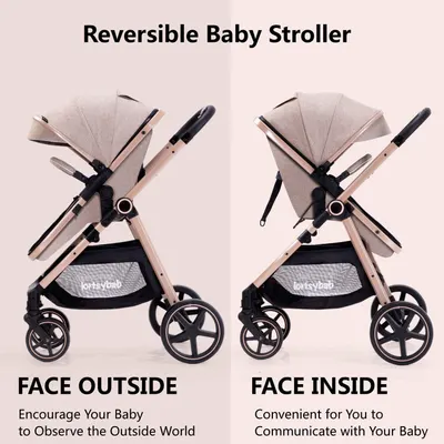 Demonstrates the stroller's ability to face the baby both outward and inward, providing flexibility for different needs and preferences.