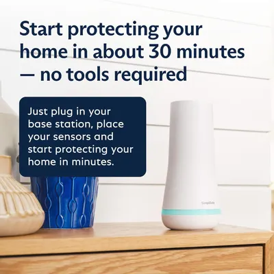 Demonstrates the quick and simple setup process for the home security system, emphasizing that no tools are required. Highlights the key benefit of rapid home protection setup in about 30 minutes…