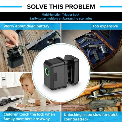 Highlights multiple frustrations and embarrassing scenarios that gun owners face without this trigger lock, setting up the product as the solution to these common problems. Demonstrates the various…