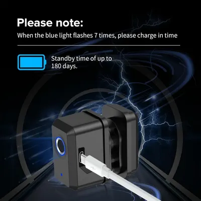 Communicates that the product has an extended standby time of up to 180 days and includes a charging reminder feature to reassure shoppers about battery longevity and convenience.