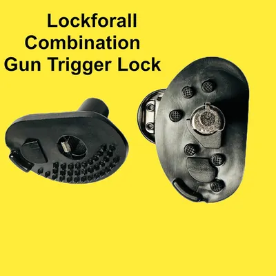 Shows the internal and external components of the gun trigger lock, highlighting the combination lock mechanism and structural design to help shoppers understand how the product works.