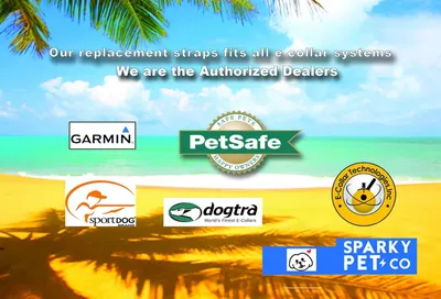 Communicates that the replacement straps are compatible with all major e-collar brands and reassures shoppers that the seller is an authorized dealer for these trusted brands.