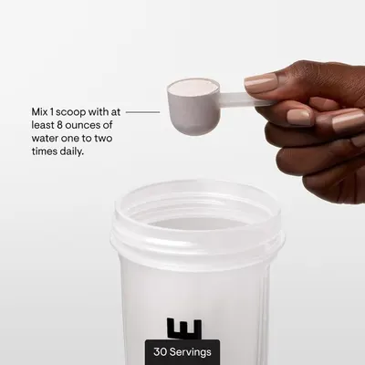 Provides clear step-by-step instructions on how to prepare the product by mixing one scoop with water, helping customers understand proper usage and dosage.