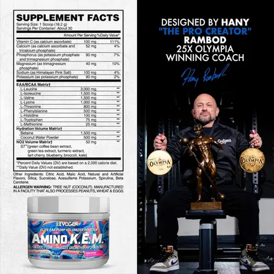 Builds trust and credibility by showcasing that the product was designed by Hany Rambod, a 25x Olympia-winning coach, leveraging his authority and success to reassure shoppers of the product's…