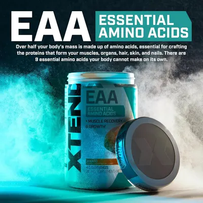 Educates shoppers on the importance of essential amino acids and positions the product as a solution for muscle recovery and growth by providing the 9 essential amino acids the body cannot produce.
