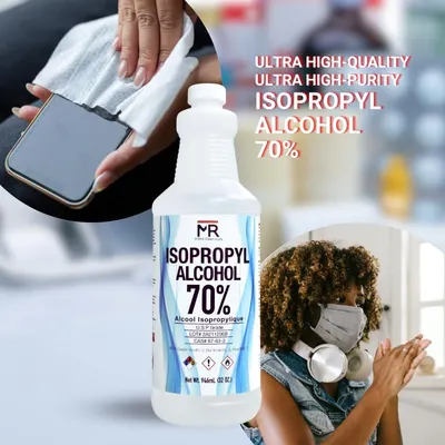 Demonstrates the versatility of the isopropyl alcohol product by showing it can be used for cleaning electronics, disinfecting surfaces, and personal protection in various everyday scenarios.