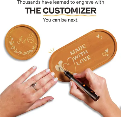 Communicates that the product can be personalized with custom engravings, encouraging shoppers to create unique, personalized items.
