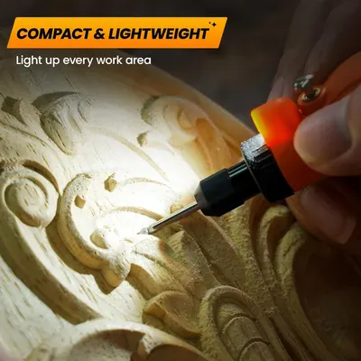 Communicates that the product is portable and easy to handle, making it ideal for detailed work in tight spaces.