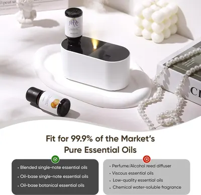 Communicates which types of essential oils are compatible with the diffuser and which are not, helping shoppers avoid purchasing incompatible products.