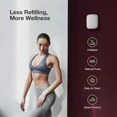 Showcases multiple key benefits of the product including heatless operation, natural purity, ease of cleaning, and eco-friendliness to communicate its wellness-focused and sustainable value…