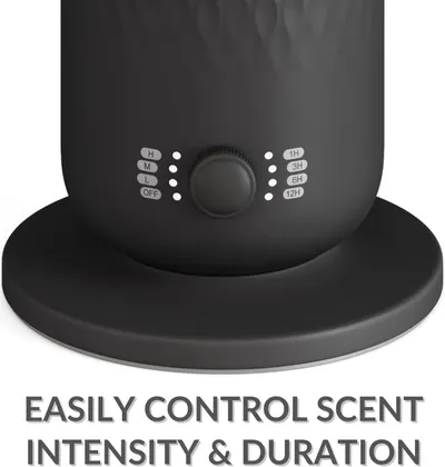 Demonstrates the easy-to-use control dial that allows shoppers to adjust scent intensity and duration, providing convenience and customization.