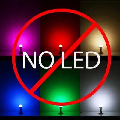 Communicates that this product does not use LED lighting, which may appeal to shoppers seeking traditional incandescent or other non-LED bulb types.