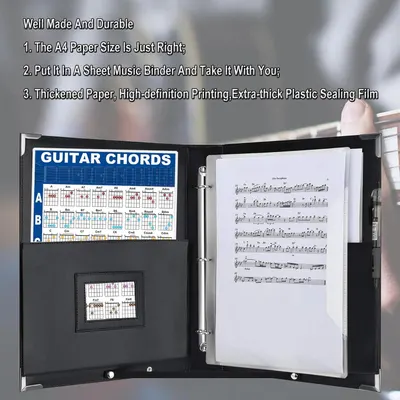 Communicates multiple product benefits including the right size for music binders, portability, and durable construction with quality materials to reassure musicians this is a well-made and…