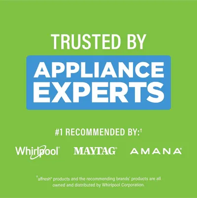 Builds credibility and trust by showing that the product is recommended by Appliance Experts and endorsed by major brands like Whirlpool, Maytag, and Amana.