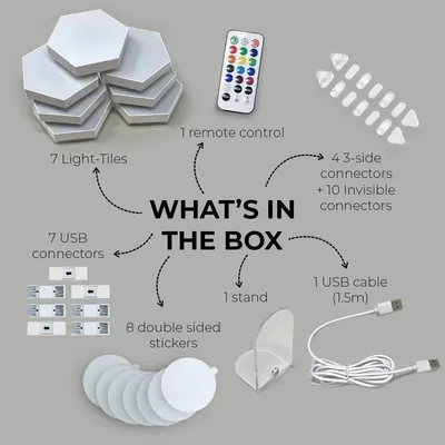 Shows everything included in the package so shoppers know exactly what they will receive when they purchase this light-tile product.