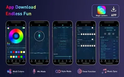 Showcases five distinct features of the Magic Lantern app to demonstrate its versatility and multiple control options for shoppers.