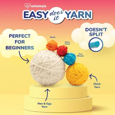 Communicates multiple benefits of the yarn product including beginner-friendliness, split-resistant quality, and variety of yarn types available to help shoppers understand why this yarn is easy to…