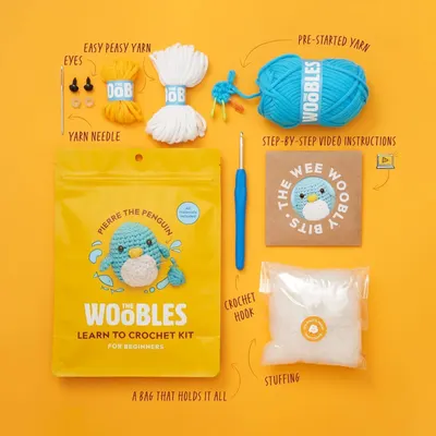 Shows everything included in the crochet kit to help shoppers understand the full value and completeness of the package before purchase.