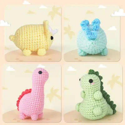Demonstrates the variety of cute crochet animal designs available, showing shoppers the different styles and colors they can choose from or create.