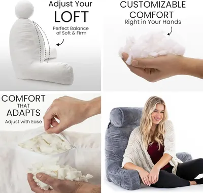 Communicates that the pillow offers multiple customizable features including adjustable loft for soft and firm balance, removable fill for personalized comfort, and adaptable support that can be…