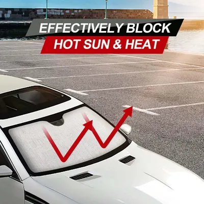 Communicates that the product effectively blocks hot sun and heat from entering the vehicle, keeping the interior cooler.