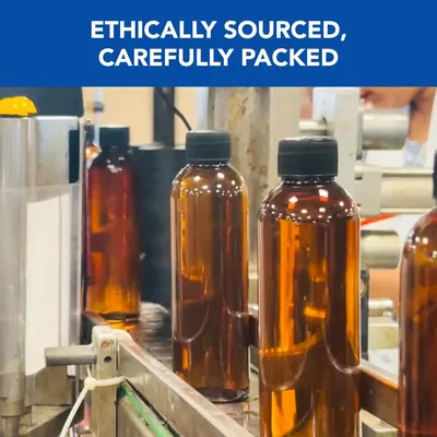Communicates the brand's commitment to ethical sourcing and careful packaging processes to build trust and reassure shoppers about product quality and values.