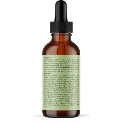 Provides detailed directions on how to use the hair oil product for scalp treatment, daily use, and split end care to help customers understand proper application methods.