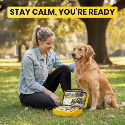 Demonstrates the product's use case for pet owners in outdoor or emergency situations, showing the customer is prepared to handle pet emergencies.