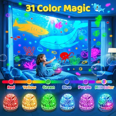 Demonstrates how the product creates an immersive ocean-themed projection environment in a child's room and showcases the variety of color options available. Highlights multiple features including…
