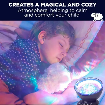 Communicates that the product creates a magical and cozy atmosphere to help calm and comfort children at bedtime.