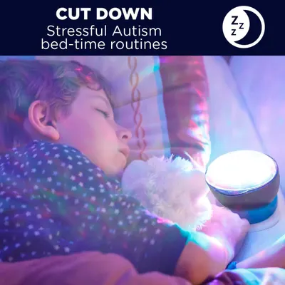 Communicates that the product helps reduce stressful bedtime routines for children with autism by providing a calming sleep environment.