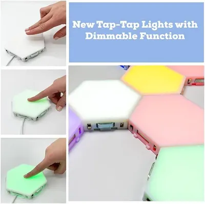 Demonstrates the tap-to-activate and dimmable functionality of the modular lights, showing shoppers how easy it is to control the lighting with a simple touch.
