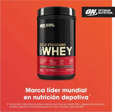 Reinforces brand authority and trust by highlighting Optimum Nutrition as the world leader in sports nutrition, building credibility with shoppers.
