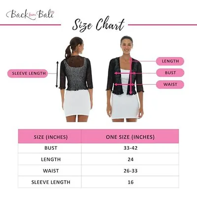Provides detailed measurements for bust, waist, length, and sleeve length to help shoppers determine if the product will fit them correctly.
