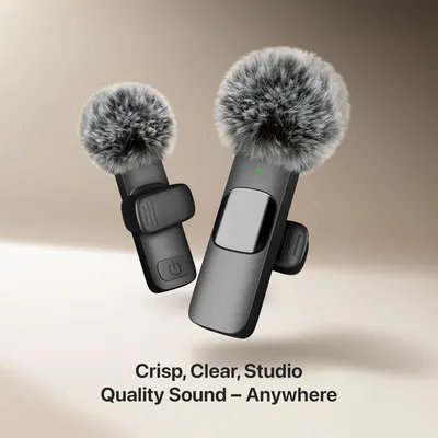 Communicates that the wireless microphones deliver crisp, clear, professional-grade audio quality in any environment.