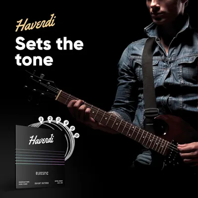 Emphasizes the Havendi brand identity and emotional association with music lifestyle, reinforcing brand positioning and trust through aspirational imagery and slogan.