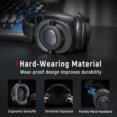 Showcases multiple durability and comfort features of the headphones to reassure shoppers about the product's quality and long-lasting design.