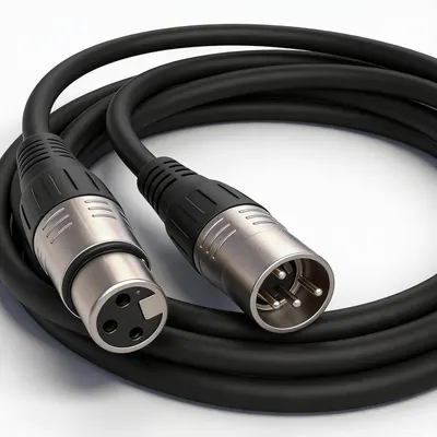 Shows the audio cable product in a clean, professional setting to help shoppers visualize the physical appearance and build quality of the XLR connectors and cable.