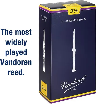 Reinforces brand trust and market positioning by emphasizing that this is the most widely played Vandoren reed, building confidence in the product's quality and popularity.