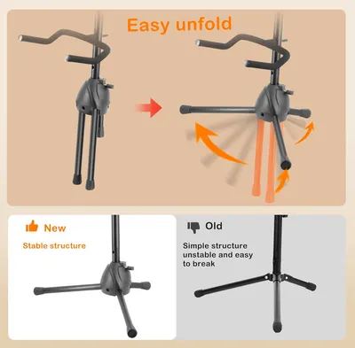 Demonstrates the product's easy unfolding mechanism and compares the new stable structure design to an older unstable version, reassuring shoppers of improved durability and convenience. Compares…