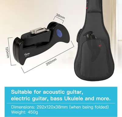 Communicates the exact dimensions of the product when folded to help shoppers understand its portability and storage size. Shows the product is versatile and suitable for multiple instrument types…